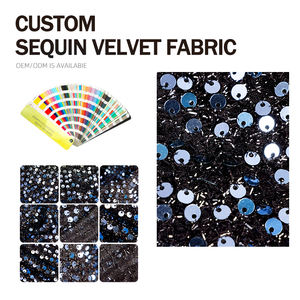 Hot <b>Sale</b> Custom Color Shining Upholstery Navy Polyester Sequin Velvet Fabric <b>for</b> Home Textiles - Product Image 2