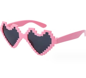 Nuovi occhiali da sole a cuore rosa rosso <span class=keywords><strong>Cos</strong></span> occhiali da sera divertenti da sera a mosaico rosso pixelato Thug Life Lentes De Sol - Product Image 4