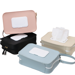 Bolsa de almacenamiento de toallitas húmedas de cuero sintético con tapa abatible, estuche de viaje portátil para limpieza e higiene personal, uso en todas las estaciones - Product Image 1