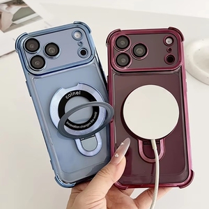 Coque magnétique transparente antichoc avec anneau support et béquille pour iPhone 18 17 Pro Max - Product Image 1