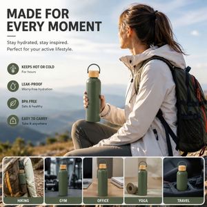 Custom Logo Corporate Gift <b>Aluminum</b> <b>Water</b> Bamboo Lid 720ml Lightweight Reusable Sports <b>Bottle</b> Carry Handle Silk Promotional - Product Image 2