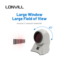 Escáner de Código de Barras de Escritorio LONVILL de Bajo Consumo de Energía USB 5V 155mA, Modo de Funcionamiento y Espera, Código EAN UPC 128 39, para Mostrador de Venta Minorista