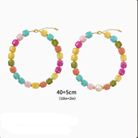 Collar de Resina Colorido Personalizado al por Mayor para Mujer con Diseño de Bloques de Color y Patrón de Mármol, Perfecto para Vacaciones de Verano en la Playa