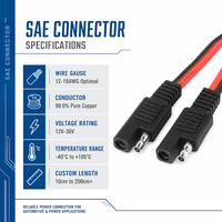 Câble d'extension robuste SAE vers SAE 18AWG 12V 24V avec connecteur à déconnexion rapide pour chargeur de batterie de panneau solaire, moto et camping-car