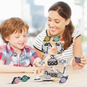 赤ちゃんパズル早期教育実践的な脳トレ木製玩具多機能宇宙飛行士スタースタッキングブロック玩具 - Product Image 6