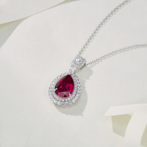 925 Silver Cultivated <b>Ruby</b> <b>Necklace</b> Laboratory-Made Luxury Jewelry High-End Elegant Classic Style Banquets and Ceremonies H - Product Image 2