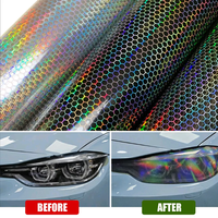 Film adhésif multi-styles pour phares de voiture, motif nid d'abeille caméléon, vinyle pur imperméable pour phares avant, feux arrière, feux antibrouillard, modification automobile