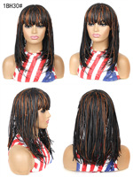 Wig rambut kepang sintetis dreadlocks pendek serat kimia warna campuran gaya Afrika untuk wanita