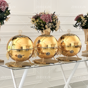 Chauffe-plats de buffet de luxe doré rond <span class=keywords><strong>pour</strong></span> cuisine professionnelle, table de cuisson, réchauffeur d'aliments <span class=keywords><strong>pour</strong></span> œufs, plats de présentation <span class=keywords><strong>pour</strong></span> traiteur - Product Image 1