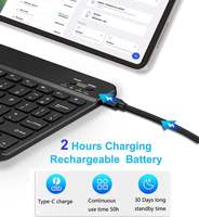 Teclado Inalámbrico Portátil Multidispositivo con Certificación CE ROHS, Ultrafino, Recargable, Bluetooth, para iPad, Tablet, Android, Windows, IOS