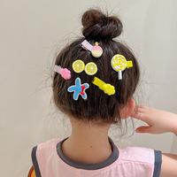 Set Pin rambut bulu halus kain lucu pita bunga manis jepit rambut stroberi penjepit rambut bebek untuk anak-anak bayi anak