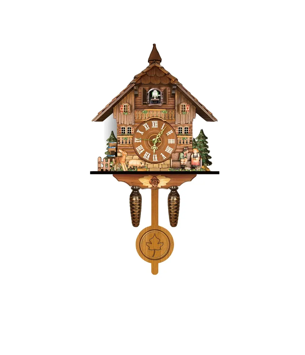 Decorative wall clock, quartz cuckoo clock movement with bird comes out wooden cuckoo clock
