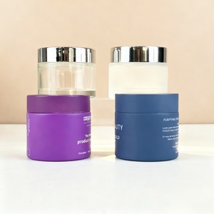 High Quality Round Eye Cream Glass <b>Jar</b> with Black Lid Silk Screen 15g 20g 30g 50g 100g <b>Empty</b> Frosted pink Body Scrub Cream <b>Jar</b> - Product Image 6