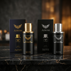 Aerom Eau de Parfum 100ml, collection de parfums de luxe avec des designs de flacons or et argent, parfum élégant pour homme - Product Image 4