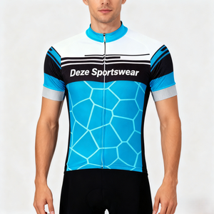 Vêtements de cyclisme professionnels unisexes à séchage rapide, respirants, légers, anti-humidité, avec impression artistique à blocs de couleurs personnalisés - Product Image 5