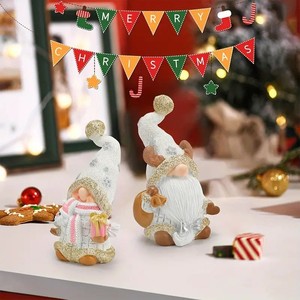Figuras de Resina de Duendes Navideños, Pareja de Gnomos, Decoración de Mesa para Interiores y Exteriores, Regalo Artesanal Navideño - Product Image 1