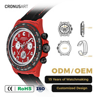 Montre mécanique CRONUSART édition limitée série rouge pour homme, boîtier en fibre de carbone Hangzhou, bracelet en toile, résistante à l'eau 3BAR