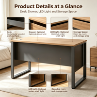 Bureau d'ordinateur personnalisé en forme de U avec pieds en métal, panneau de modestie et plateau clair pour le bureau