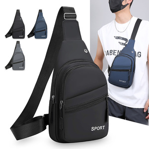 Sac de Poitrine Simple pour Homme Noir Bleu Gris Couleur Unie Sac Bandoulière Sport Respirant Léger Résistant à l'Usure Printemps 2025 - Product Image 1