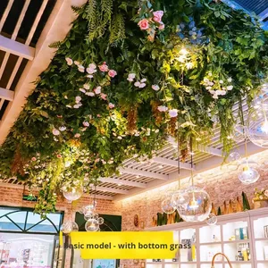 Decoración de techo de césped artificial para restaurantes Ocultar Ugly Bar Top Floral Colgante Internet Celebridad Boda Hecho de plástico - Product Image 6