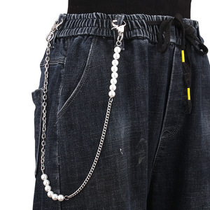 Chaîne de taille double couche en perles, chaîne de hanche en métal style hip-hop rétro pour jean, accessoire de danse urbaine, chaîne de pantalon tendance pour homme et femme, usage quotidien - Product Image 4