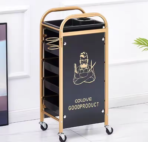 Carrito de Peluquería Desmontable, Carrito Auxiliar Dorado para Estilistas con Ruedas Universales, Sin Enredos para el Cabello - Product Image 5