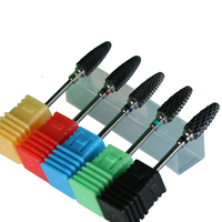 XF 2024 Venta Caliente Brocas de Cerámica con Diseño de Llama Negra para Taladro Eléctrico, Accesorios para Máquina de Manicura, Herramientas con Anillos de Colores