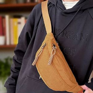 Keymay Custom Corduroy Letter Pattern Fanny Pack Portable Zip Crossbody Waist Bag Fashionable Unisex Casual Zipper Closure - Product Image 3