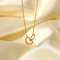 Cadeau romantique en acier inoxydable plaqué or 18K, collier à chaîne fine inspirante à Double cœur pour femme et Couple