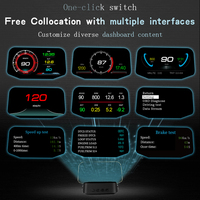 Wiiyii C2 Écran TFT LCD 5 pouces avec film réfléchissant, affichage tête haute multifonction pour voiture avec navigation GPS OBD2, compteur de vitesse et alarme de tension intégrée
