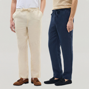 Pantalones de Lino Ligeros Personalizados al por Mayor, Pantalones de Lino Transpirables de Verano con Logotipo Personalizado para Hombre - Product Image 1