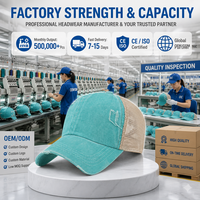 Casquette de baseball trucker personnalisée bicolore délavée à 6 panneaux, non structurée, avec dos en maille et détails usés et déchirés pour hommes et femmes OEM ODM