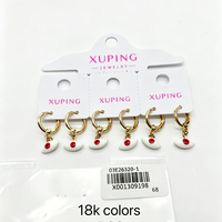 Boucles d'oreilles pendantes XUPING plaquées or 18 carats avec breloque œil en émail, style huggie, pour femme, bijoux de mode quotidiens
