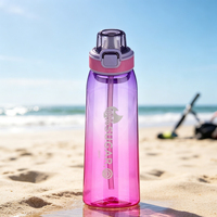 Bouteille d'eau amusante anti-fuite avec options de parfum et paille pour adultes, camping, école, gym, sport, bureau, cyclisme - Boisson directe