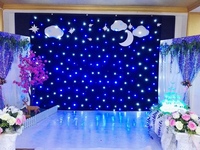 Rideau lumineux LED en coton de haute qualité, effet cyclorama étoilé, avec contrôle, pour décoration de bar, boîte de nuit, mariage, fête, bleu