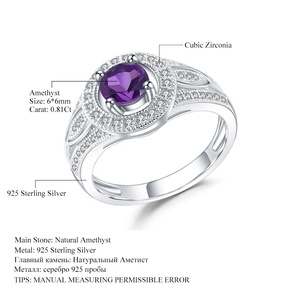 Rispettosi Vintage Naturale Della Pietra Preziosa Di Modo Dell'argento Sterlina 925 Di Fidanzamento Gioielli in Argento <span class=keywords><strong>Ametista</strong></span> <span class=keywords><strong>Anelli</strong></span> Delle Donne - Product Image 5