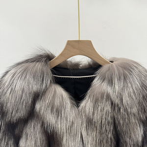 Venta Directa de Fábrica Abrigo de Piel Real de Zorro Natural para Mujer Chaqueta con Piel de Zorro - Product Image 6