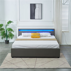 Verticale Strepen Hoge Hoofdeinde Met Vleugels Fluwelen Stof Zacht Slaapkamer Meubels Double Twin Opslag Bed Frame - Product Image 6