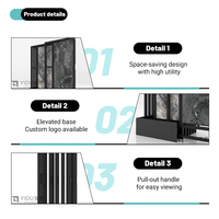 Présentoir d'échantillon en marbre à cadre épais modulaire coulissant double face personnalisé présentoir à poussoir en métal de fabrication exquise