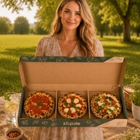 Boîte à pizza personnalisée en gros, lot de 3, anti-graisse, 3-en-1, 3 pièces, 7-8 pouces, mini-boîte à tarte, boîte à pizza à 3 compartiments, emballage à emporter