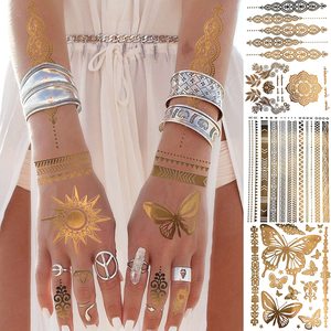 สติกเกอร์รอยสักชั่วคราวสีชมพูสีเงินทอง Boho ออกแบบได้ตามต้องการสำหรับงานแต่งงานชายหาดวันหยุดน้องสาวและโทเท็มสำหรับเด็กผู้หญิง - Product Image 4