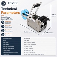 Machine d'étiquetage de bouteilles rondes semi-automatique à vitesse réglable, applicateur d'autocollants adhésifs de bureau pour différentes tailles de bouteilles