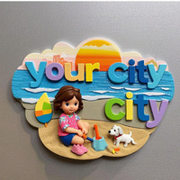 Imán de Resina para Refrigerador con Impresión 3D de Playa, Recuerdo Personalizado, Venta al Por Mayor del Fabricante