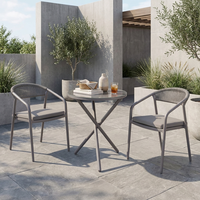 Ensemble bistrot rond en rotin PE pour extérieur, 3 pièces, structure en acier thermolaqué, table et chaises pour jardin, balcon