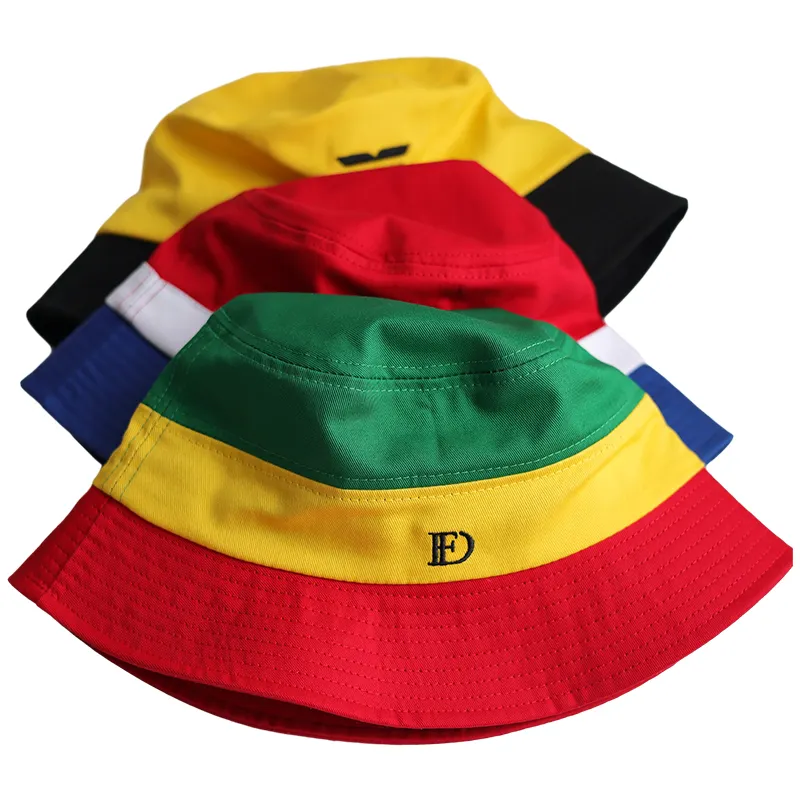 Wholesale high quality custom patch logo wide brim football bucket hats with belts