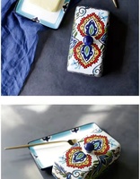 Récipient de stockage de nourriture de style ferme de fabrication professionnelle en Chine assiette en céramique florale et couvercle plat à beurre avec couvercle