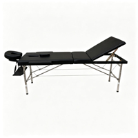Table de massage pliable à 3 sections avec pieds en acier inoxydable et appui-tête réglable pour tatouage