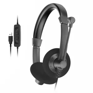 T28 high quality noise cancelling professional HD voice call center wired 3.5mm usb connector headset microphone dial pad