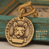 Personalizzabile in ottone piccolo cane e gatto con nome Tag circolare in metallo artigianale Pet ID Blank