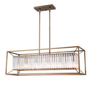 Transizionale moderna fattoria lampadario di cristallo vecchio in ottone appeso plafoniera per sala da pranzo luci a sospensione - Product Image 1